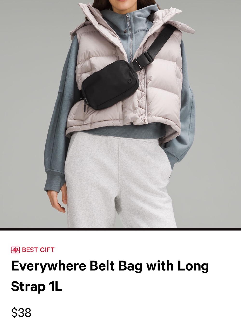 Lululemon Black Everywhere Belt Bag with Long Strap 1L like NEW!